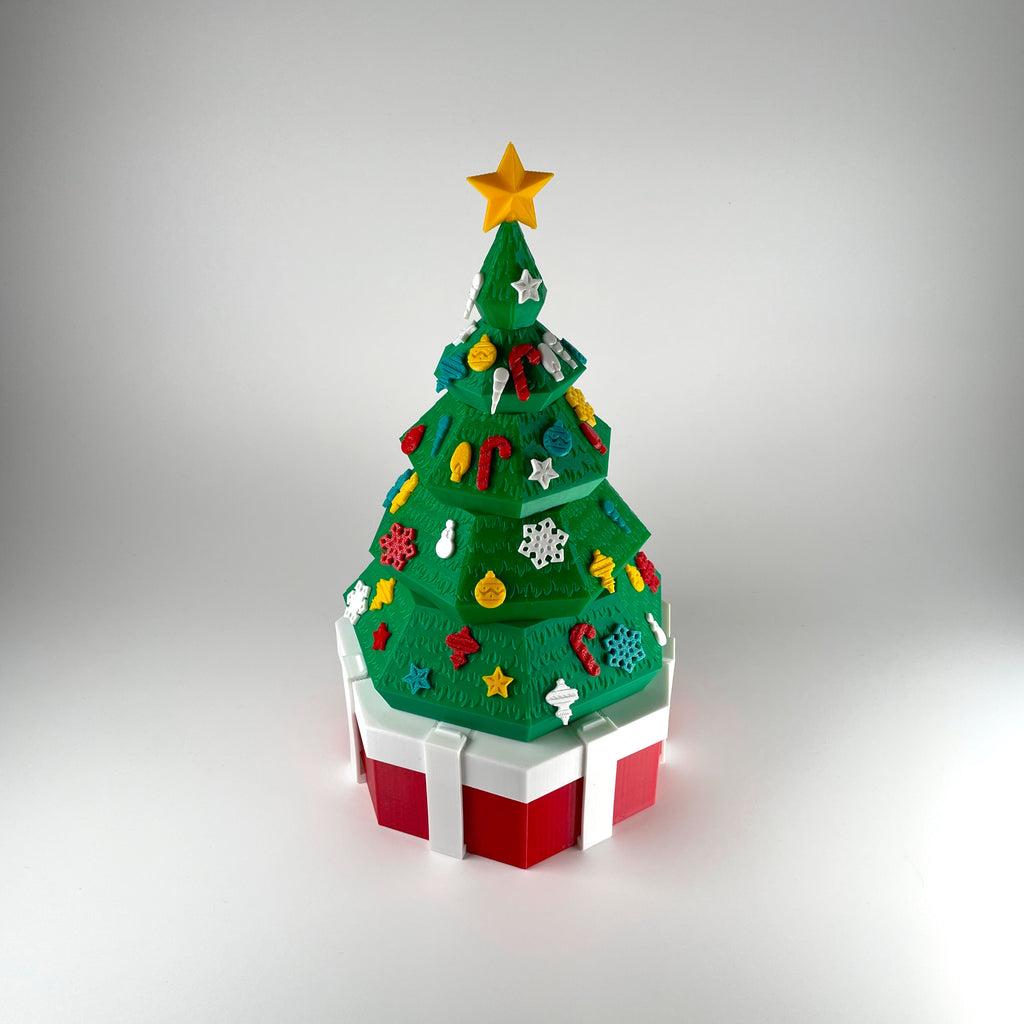 NestAway Tree™ — A Nestable Desktop Holiday Tree with Ornaments & Gift Box Storage