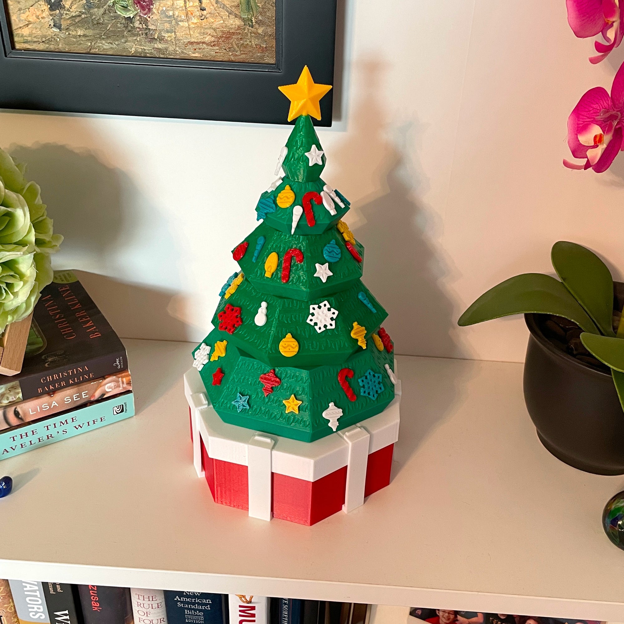 NestAway Tree™ — A Nestable Desktop Holiday Tree with Ornaments & Gift Box Storage