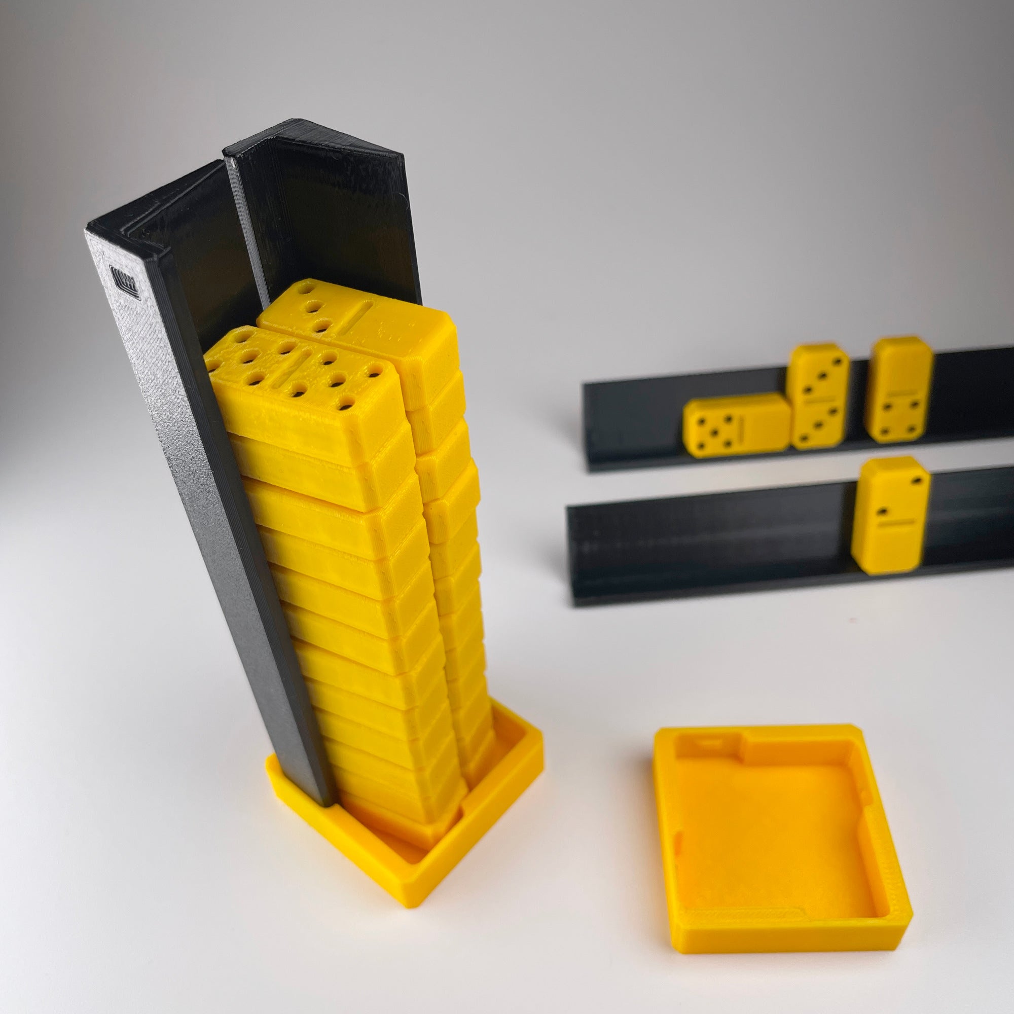 Domino Travel Pack - A Complete Travel Domino Set with Four Built-In Playing Trays